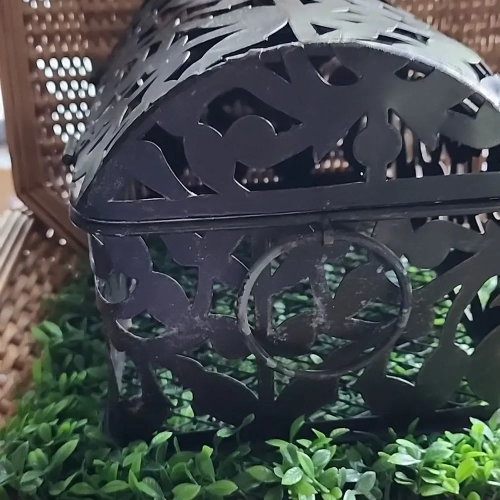 Reticulated Metal Storage Box With Hinged Lid